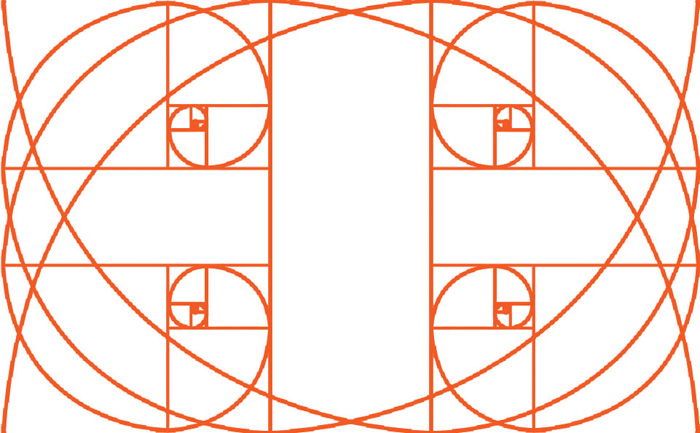 the golden ratio grid used in different way in a landscape orientation