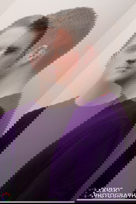Two portraits of Josh Dunlop from ExpertPhotography layered over each other