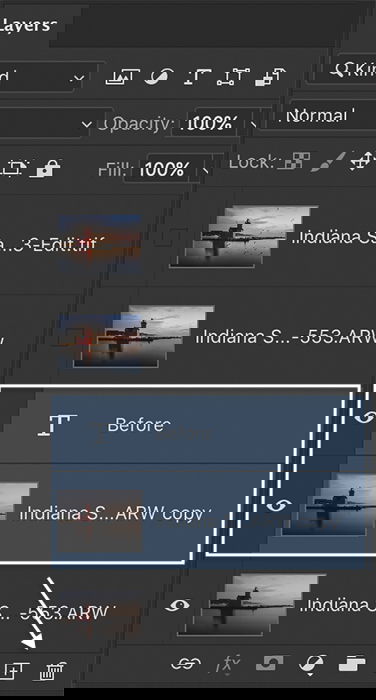 how to make a gif in photoshop: Photoshop screenshot layers panel to merge in text